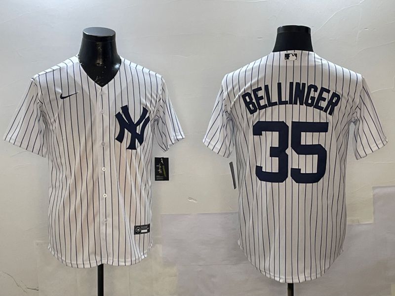 Men New York Yankees #35 Beelinger White Stripe Game Nike 2025 MLB Jersey style 1->pittsburgh pirates->MLB Jersey